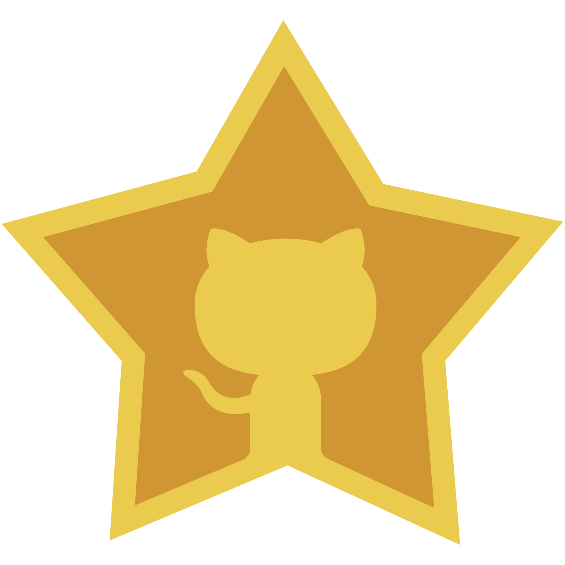 An image of a large gold star with GitHub logo inside
