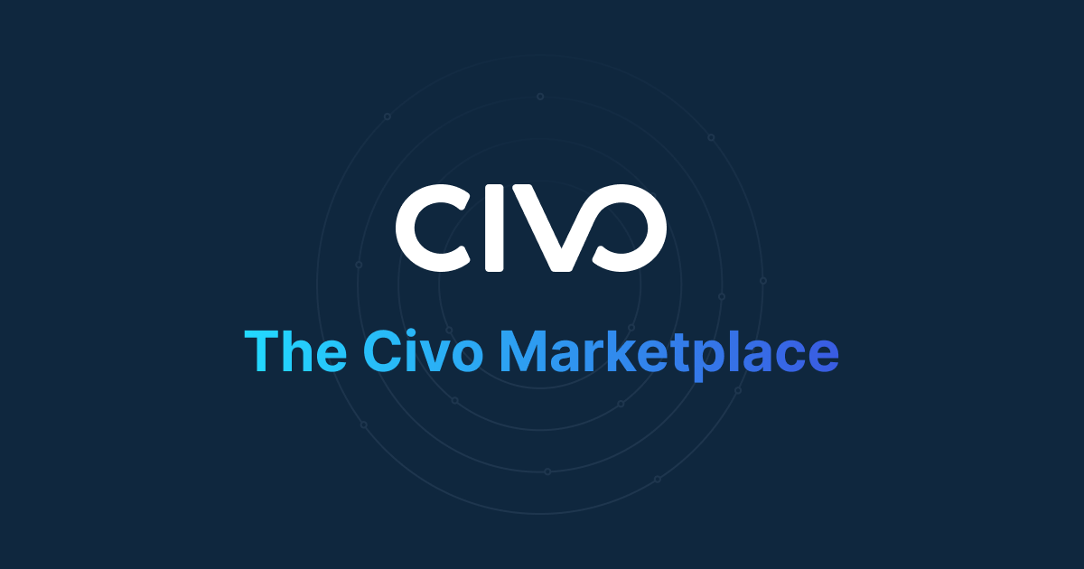 Civo logo with Civo Marketplace written on a dark blue background